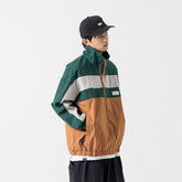 Unisex Jacket Vintage Loose Multicolor Stand Collar Jacket